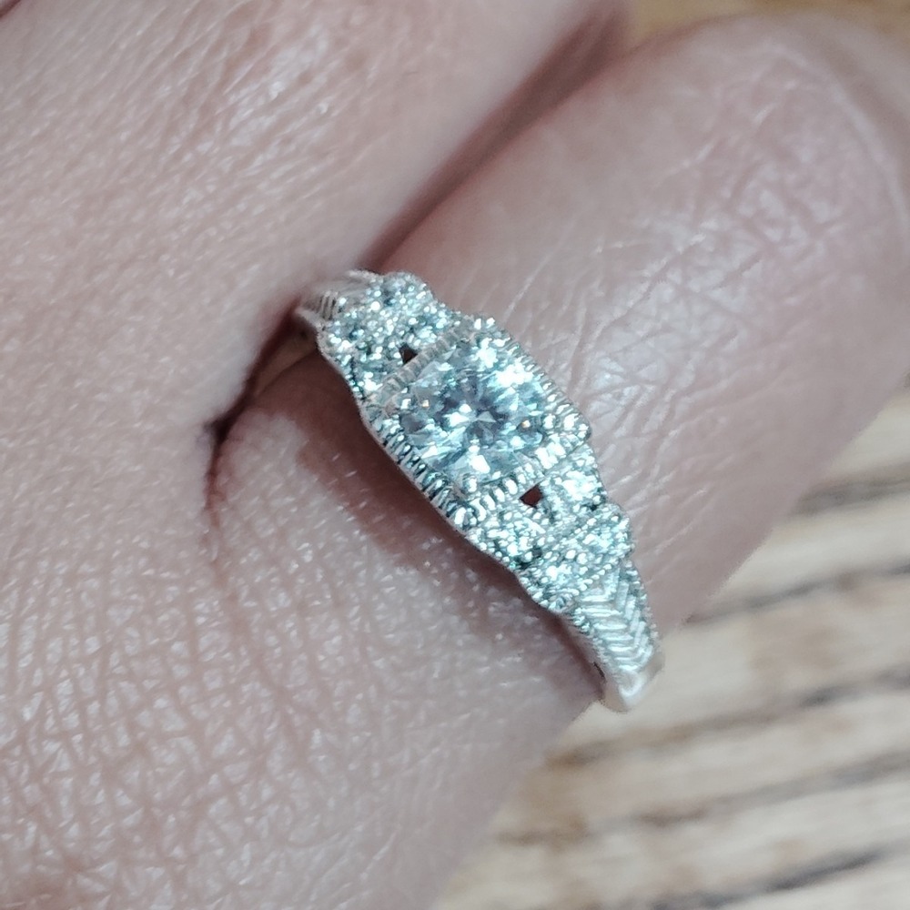 MEDA 925 Sterling Silver Round-Cut C Z Engagement Ring Size 10